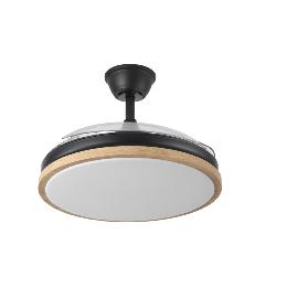 Ventilador EVROS Negro-Madera Fabrilamp - Motor DC Ø107cm
