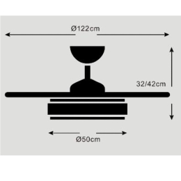 Ventilador ISABELLA XL Blanco P&B - Motor DC Ø50-122cm Luz LED