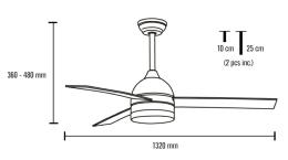 Ventilador Tramuntana MIMAX 132cm. Luz LED