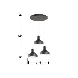 I3-IRIAS- LAMPARA 3L NEGRO-COBRE D45 - ILUMINACION i3 By SCHULLER