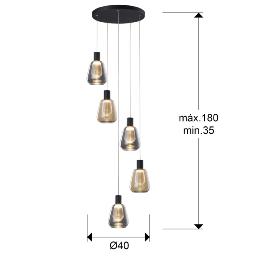 i3-CARISA- LAMPARA 5L NEGRO D40 - ILUMINACION i3 By SCHULLER