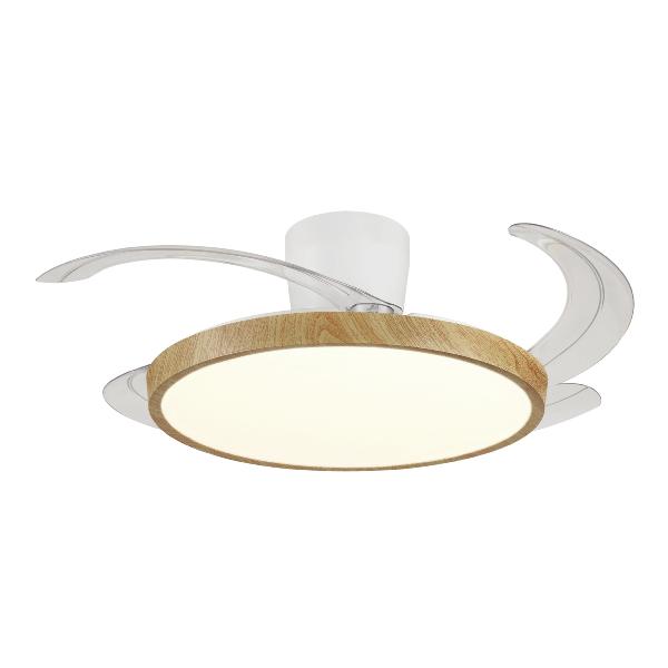 Ventilador Retractil Melody-S Blanco madera con base P&B - Motor DC. 41-92cmØ.