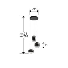 ONICE- LAMPARA 3L NEGRO-SMOKE D30 - SCHULLER