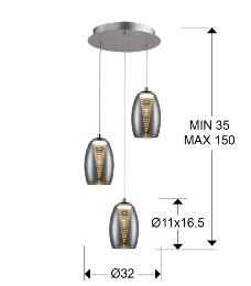 NUEVA NEBULA-LAMPARA 3L CROMO - SCHULLER