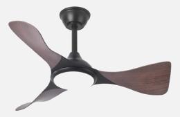 Ventilador Caiman Negro Roble Fabrilamp - Motor DC. 89cm Ø. Luz LED