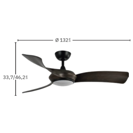 Ventilador Cerdeña Negro Roble Fabrilamp - Motor DC Ø132cm