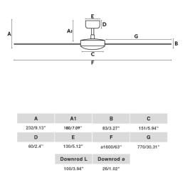Ventilador CRUISER XL Negro FARO - Motor DC Ø160cm.