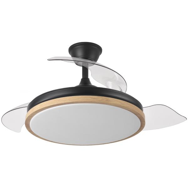 Ventilador EVROS Negro-Madera Fabrilamp - Motor DC Ø107cm