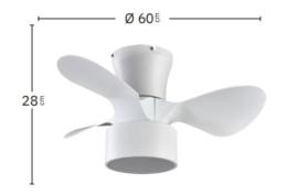 Ventilador MINI KOS Blanco / Madera Fabrilamp - Motor DC. 60cm.Ø