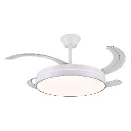 Ventilador Retractil FIONA-L Blanco P&B - Motor DC. luz LED. 50-108cmØ.