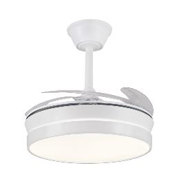 Ventilador Retractil FIONA-S Blanco P&B - Motor DC. luz LED. 40-92cmØ.