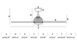 Ventilador Grid Faro - negro + Kit de luz 132cm. Ø