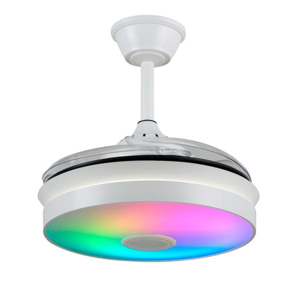 Ventilador MINA Blanco Mini Musical P&B - Motor DC Ø40-92cm Luz LED RGB