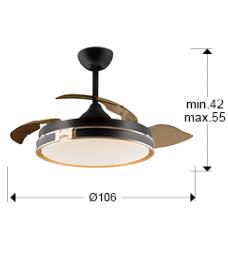 Ventilador HERON Negro - Schuller - Motor DC LED Ø106cm