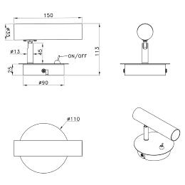 Aplique OSMA negro 1 x 28w g-9 - ALEMAR