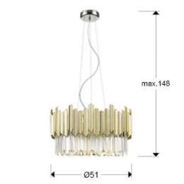 Colgante TIARA Oro - Schuller. Bombilla LED G9