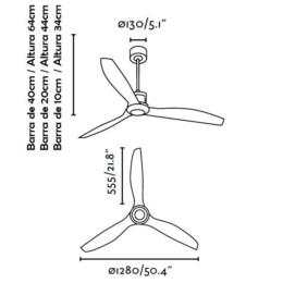 Ventilador Justfan Cobre Faro 128cm.Ø