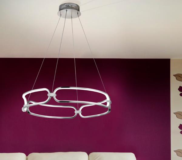 Lampara Colette Schuller - Cromo 60cm Ø.  Luz LED