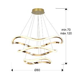 NAOS-LAMPARA ORO ROSA 3 AROS D80 DIM - ILUMINACION i3 By SCHULLER