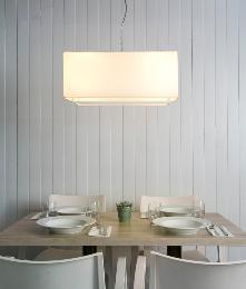 Lampara Vesper rectangular blanca Faro- Pantalla Beige