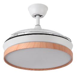 Ventilador EVROS Mini Blanco-Madera Fabrilamp - Motor DC Ø91cm