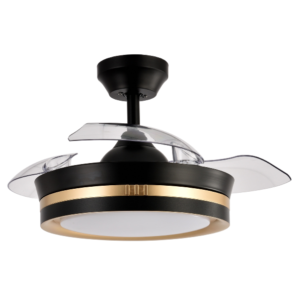 Ventilador Viper Mini Negro Oro Fabrilamp - Motor DC Ø91cm