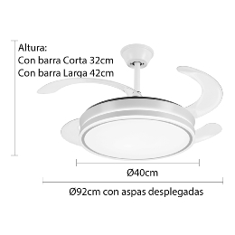 Ventilador AMBRA Blanco P&B - Motor DC Ø40-92cm Luz LED