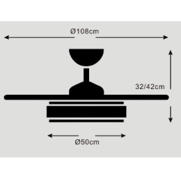 Ventilador SELINA Blanco P&B - Motor DC Ø50-108cm Luz LED