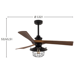 Ventilador VULTURNO con luz Fabrilamp Motor DC. 132cm.Ø