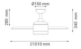 Ventilador RAINBOW- Sulion - Motor DC. 101cm Ø. Luz LED