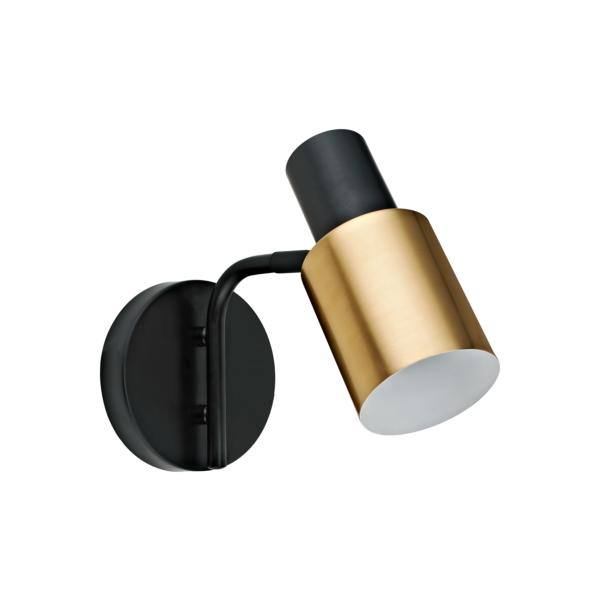 Aplique 1 L MAENA negro-laton 1 x 40w e-14 - ALEMAR