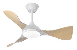 Ventilador Caiman Blanco Haya Fabrilamp - Motor DC. 89cm Ø. Luz LED