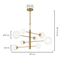 Lampara 8L COSMICA latón opal - ALEMAR