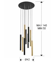 LAMPARA VARAS ORO/NEGRO 9L - SCHULLER