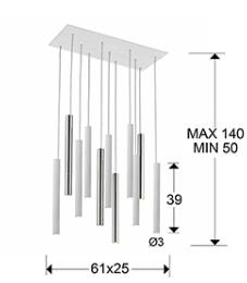 Lampara Varas Schuller -  Blanco y cromo 11 luces LED - Con Mando