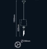 Colgante 1+1 luz Tiffany Cromo.    MANTRA