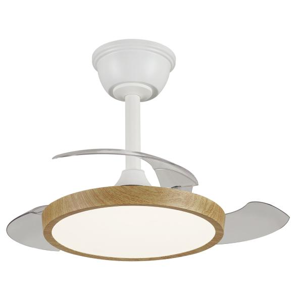 Ventilador Retractil Melody-XS Blanco madera P&B - Motor DC. 30-68cmØ.