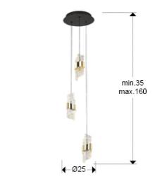 ILIADA- LAMPARA 3L NEGRO-ORO - SCHULLER