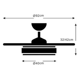 Ventilador retractil Stella S P&B Blanco - Motor DC. luz LED. 40-92cmØ.