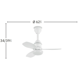 Ventilador Asaf Blanco Haya Fabrilamp - Motor DC Ø62cm