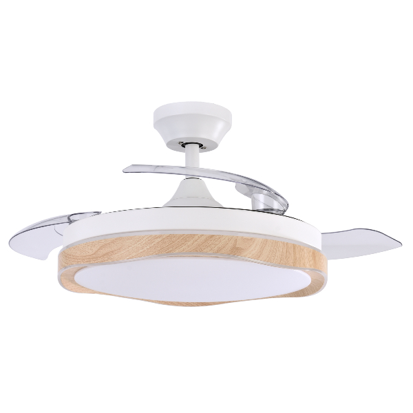 Ventilador BLONDI Blanco Madera Fabrilamp - Motor DC Ø107cm