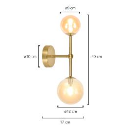 Aplique 2 L.GALAXIA latón ambar 2 x 28w g-9 - ALEMAR