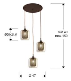 Lampara FOX 3 luces - Schuller. Vintage LED