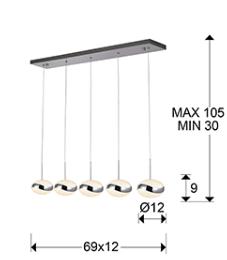 Lámpara colgante Lipse Schuller - acabado cromo 5L. LED.