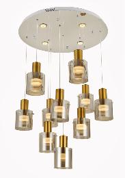 Lampara Narvi cromo/oro 10 colgantes iluminación LED.