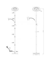 Pie salon BISTROT negro led 30w+5w / 3000+500lm 4000k - ALEMAR