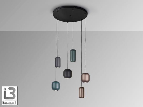 NIMES LAMPARA 6L NEGRO-COLORES - ILUMINACION i3 By SCHULLER