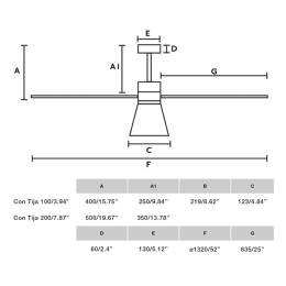 Ventilador AMELIA L CONE Gris FARO - Motor DC - Luz Led Ø132cm