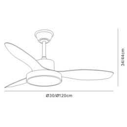 Ventilador Celeste XL Cuero satinado - Motor DC. Luz LED. 120cmØ.