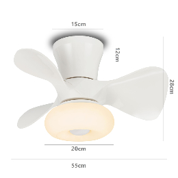 Ventilador Dubi Blanco P&B - Motor DC. luz LED. 55cmØ.